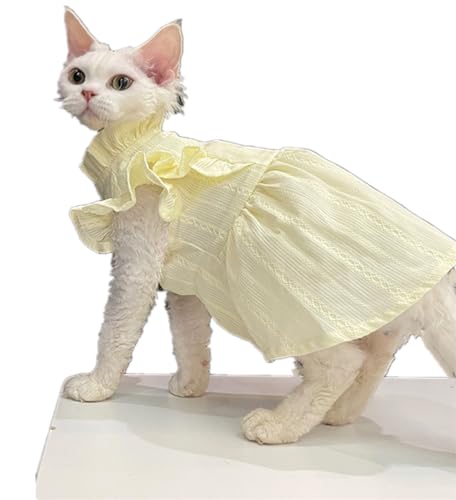 HONGSUO Sphynx Katzenkleidung Devon/Haarlose Katze Sommer Baumwolle Camisole Kleid Prinzessin Kleid,Gelb,S- HONGSUO Sphynx Katzenkleidung Devon/Haarlose Katze Sommer Baumwolle Camisole Kleid Prinzessin Kleid,Gelb,S- von HONGSUO