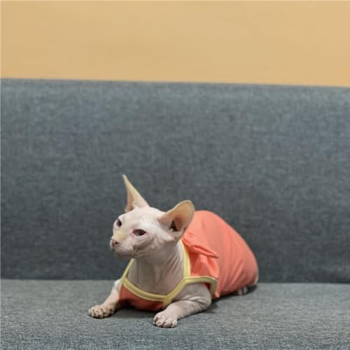 HONGSUO Sphynx-Katzenkleidung Devon/Haarlose Katze Sommerschleifen-Camisole Süß Und Bequem,orange,XS HONGSUO Sphynx-Katzenkleidung Devon/Haarlose Katze Sommerschleifen-Camisole Süß Und Bequem,orange,XS von HONGSUO