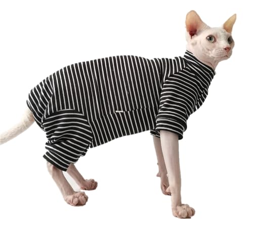 HONGSUO Sphynx-Katzenkleidung Devon/Haarlose Katze Winter Deutscher Samt Warme 4-Bein-Kleidung, Bequem Und Schmutzabweisend,schwarz (normal),M von HONGSUO