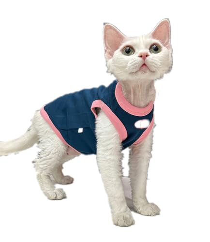 HONGSUO Sphynx-Katzenkleidung Devon/haarlose Katze, Ärmellose Weste Aus Reiner Baumwolle, Klimatisierte Kleidung Ist Bequem Und Schmutzabweisend,Navy Blau,XXXL+ HONGSUO Sphynx-Katzenkleidung Devon/haarlose Katze, Ärmellose Weste Aus Reiner Baumwolle, Klimatisierte Kleidung Ist Bequem Und Schmutzabweisend,Navy Blau,XXXL+ von HONGSUO