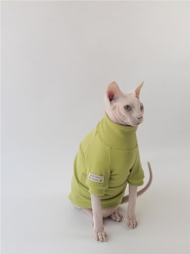 HONGSUO Sphynx-Katzenkleidung Devon/haarlose Katze Frühlings-Mehrfarben-Bottom-Shirt Bequeme Reine Baumwolle Anti-Fall-Kurzbeine,grün (kurz),L von HONGSUO