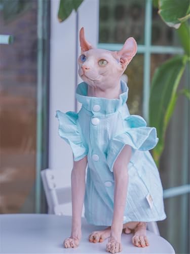 HONGSUO Sphynx-Katzenkleidung Devon/haarlose Katze Sommer-Baumwoll-Stehkragenkleid Prinzessinnenkleid,hellblau,M HONGSUO Sphynx-Katzenkleidung Devon/haarlose Katze Sommer-Baumwoll-Stehkragenkleid Prinzessinnenkleid,hellblau,M von HONGSUO