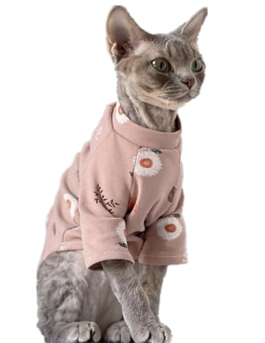 HONGSUO Sphynx-Katzenkleidung Devon/haarlose Katze T-Shirt Aus Reiner Baumwolle, Bequeme, Fusselfreie, Klimatisierte Kleidung,T-Shirt,L von HONGSUO