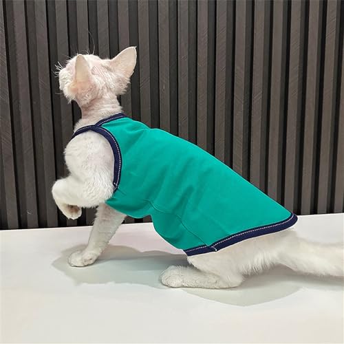 HONGSUO Sphynx-Katzenkleidung Devon/haarlose Katze Weste Aus Reiner Baumwolle, Bequem, Atmungsaktiv Und Mehrfarbig,Grün Blau,M+ HONGSUO Sphynx-Katzenkleidung Devon/haarlose Katze Weste Aus Reiner Baumwolle, Bequem, Atmungsaktiv Und Mehrfarbig,Grün Blau,M+ von HONGSUO