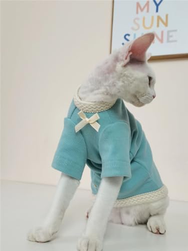 HONGSUO Sphynx-Katzenkleidung Devon Haarlose Katze Herbst Und Winter Bunte Weste Kleines, Duftendes Hemd Mit Boden,Blau,M HONGSUO Sphynx-Katzenkleidung Devon Haarlose Katze Herbst Und Winter Bunte Weste Kleines, Duftendes Hemd Mit Boden,Blau,M von HONGSUO