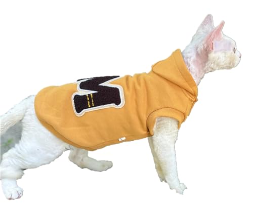 HONGSUO Sphynx Katzenkleidung Devon Haarlose Katze Herbstpullover Kapuzenweste,Gelb,L HONGSUO Sphynx Katzenkleidung Devon Haarlose Katze Herbstpullover Kapuzenweste,Gelb,L von HONGSUO