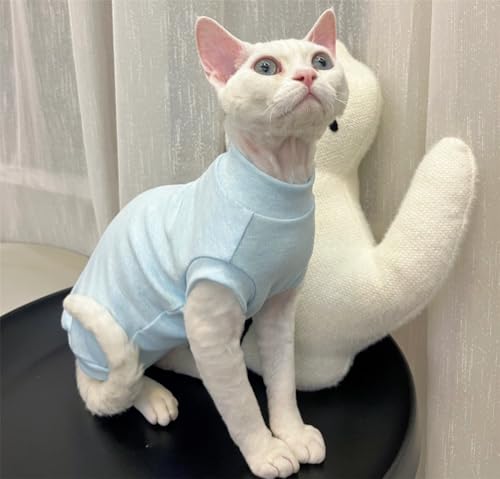 HONGSUO Sphynx-Katzenkleidung Devon Haarlose Katze Thermoweste Aus Reiner Baumwolle Ärmellos Hypoallergen,Blau,M HONGSUO Sphynx-Katzenkleidung Devon Haarlose Katze Thermoweste Aus Reiner Baumwolle Ärmellos Hypoallergen,Blau,M von HONGSUO