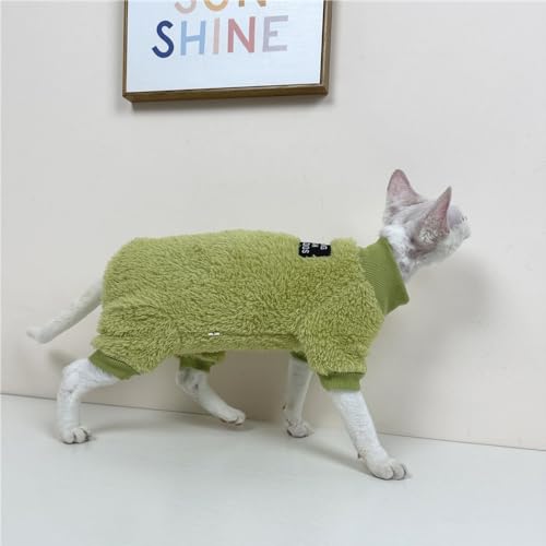 HONGSUO Sphynx-Katzenkleidung Devon Hairless Cat Winter Stretch 4-Legg-Kleidung Doppelseitiger Samt,Grün,XL von HONGSUO