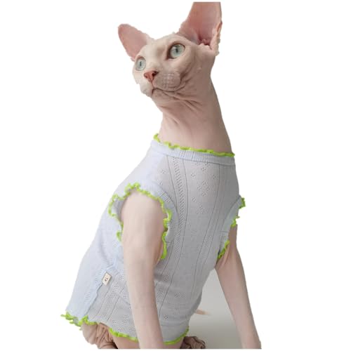 HONGSUO Sphynx-Katzenkleidung Devon Sommer-Weste Aus Reiner Baumwolle, Dünn, Bequem Und Ausziehbar, 3 Farben,hellblau,XS HONGSUO Sphynx-Katzenkleidung Devon Sommer-Weste Aus Reiner Baumwolle, Dünn, Bequem Und Ausziehbar, 3 Farben,hellblau,XS von HONGSUO