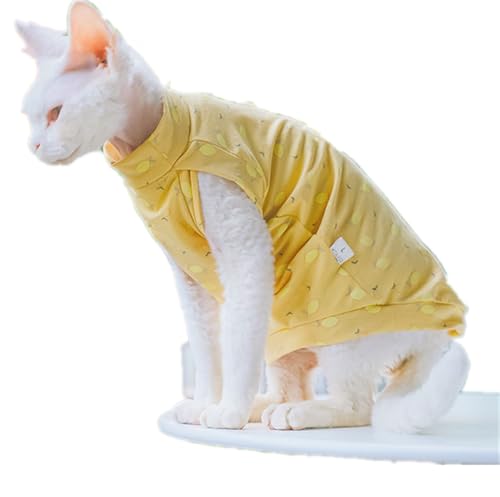 HONGSUO Sphynx-Katzenkleidung Für Devon/haarlose Katzen, Sommer-Baumwollweste, Dünn, Bequem Und Ausziehbar,Gelb,XL HONGSUO Sphynx-Katzenkleidung Für Devon/haarlose Katzen, Sommer-Baumwollweste, Dünn, Bequem Und Ausziehbar,Gelb,XL von HONGSUO
