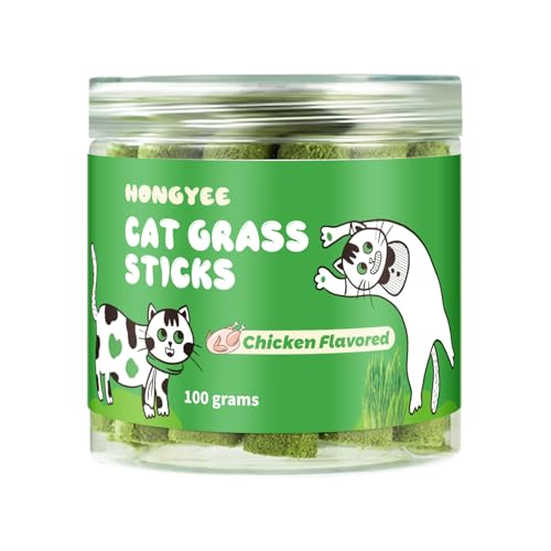 HONGYEE Katzengras-Snacks 100g, gefriergetrocknete Katzensnacks, Katzengras-Sticks, Katzenminze, für Katzenzahnpflege und Haarballenentfernung, zum Schutz des Magen-Darm-Systems der Katze HONGYEE Katzengras-Snacks 100g, gefriergetrocknete Katzensnacks, Katzengras-Sticks, Katzenminze, für Katzenzahnpflege und Haarballenentfernung, zum Schutz des Magen-Darm-Systems der Katze von HONGYEE