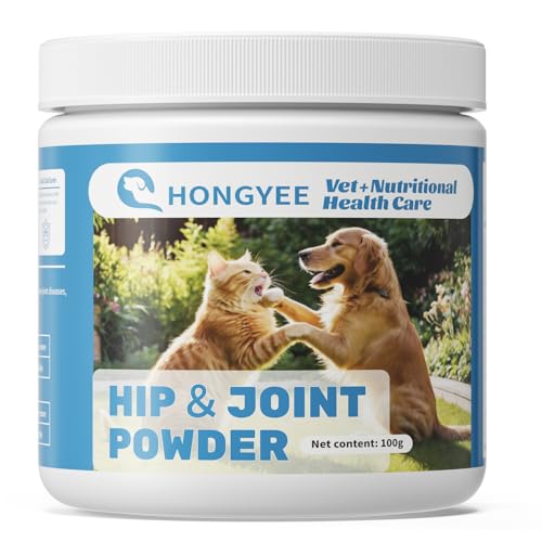 Hip & Joint Supplement Pulver für Hunde, 100g Schmierung und Stärkung der Hüfte- und Nährstoffpulver für Hunde, Reich an vielen Nährstoffen z. B. Kalziumphosphat/Chondroitinsulfat/Vitamin usw. von HONGYEE