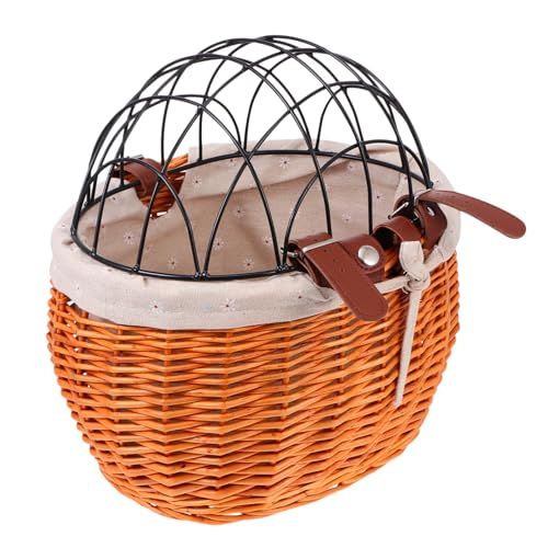 HONITANO Fahrradkorb aus Handgewebtem Rattan Wetterbeständig Atmungsaktiv Multifunktional für Haustiere und Einkäufe mit Komfortablem Innenfutter für Kleine Hunde und Zufällige Farbe HONITANO Fahrradkorb aus Handgewebtem Rattan Wetterbeständig Atmungsaktiv Multifunktional für Haustiere und Einkäufe mit Komfortablem Innenfutter für Kleine Hunde und Zufällige Farbe von HONITANO