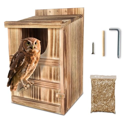 Eulenhaus Vogelhäuser für den Außenbereich, 37 x 22 x 22 cm, für Wildtierliebhaber, einfache Montage erforderlich, Vogelhäuser aus Holz von HONRG