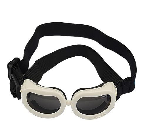 HOOBN Interessante Haustiermütze für kleine Hunde, Weihnachtsdekoration, Sonnenbrille, Brille mit verstellbarem Riemen, Haustier-Sonnenbrille, Katzen- und Hundebekleidung (Farbe: Weiß) von HOOBN