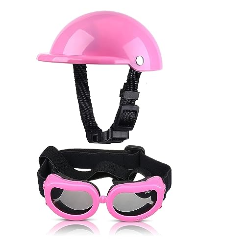 Hut für Haustiere, interessant, Set mit Helm und Brille für Haustiere, Motorradhelm, gepolstert, für Haustiere und Sonnenbrille, Mütze für Haustiere von HOOBN