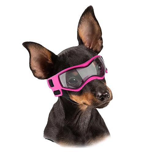 Interessante Haustierhut, Hundesonnenbrille, Hundebrille, bequem, weich, leicht zu tragen, verstellbare Welpen-Sonnenbrille für kleine bis mittelgroße Hunde, Katzen und Hundebekleidung (Farbe: S, Rosa von HOOBN