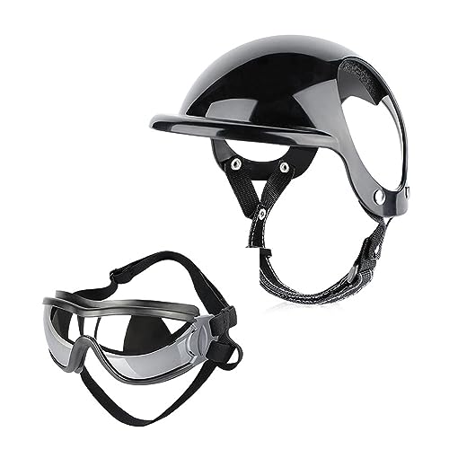 Interessanter Haustierhut, Hundesonnenbrille, Haustierhelm-et Set mit Schutzbrille, Staub, Wind, Hundebrille, Hundehelm-et und Schutzbrille, Hundekleidung für Hunde, Katzen und Hunde (Farbe: L von HOOBN