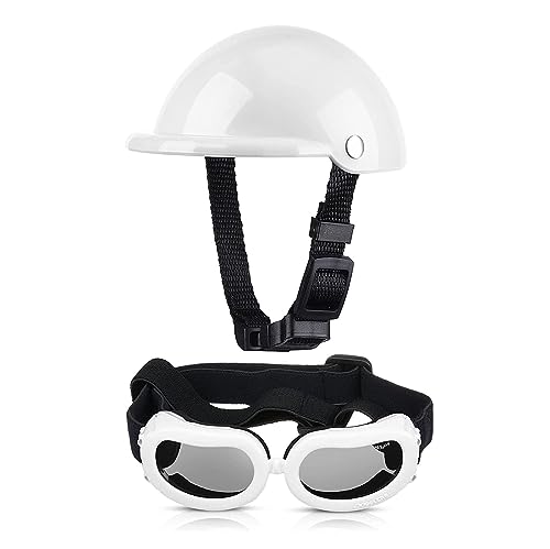 Interessantes Haustiermütze, Haustier-Hundehelm und Brille, gepolstert, Motorradhelm und Hundesonnenbrille, Haustierkappe und entzückende Haustierbrille, Katzen- und Hundebekleidung (Farbe: Helm und von HOOBN