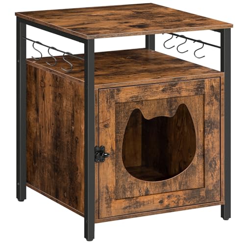 HOOBRO Katzenklo Schrank, Katzenschrank für Katzentoilette und Kleine Katzen Holz, Katzenschrank Katzenhaus mit 6 Haken, für Wohnzimmer, 50 x 50 x 66 cm, Dunkelbraun EBF05MW01 HOOBRO Katzenklo Schrank, Katzenschrank für Katzentoilette und Kleine Katzen Holz, Katzenschrank Katzenhaus mit 6 Haken, für Wohnzimmer, 50 x 50 x 66 cm, Dunkelbraun EBF05MW01 von HOOBRO