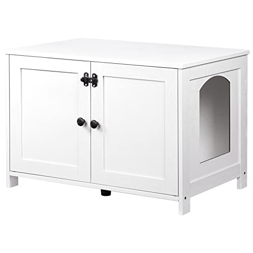 HOOBRO Katzenschrank, Katzenklo Schrank, Katzenhaus mit Tür und separater Trennwand, Sitzbank, Katzenstreu-Aufbewahrungsbox, 78,5 x 44,5 x 46 cm, Weiß EWT03MW01G2 HOOBRO Katzenschrank, Katzenklo Schrank, Katzenhaus mit Tür und separater Trennwand, Sitzbank, Katzenstreu-Aufbewahrungsbox, 78,5 x 44,5 x 46 cm, Weiß EWT03MW01G2 von HOOBRO