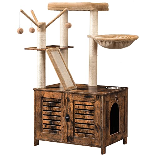 HOOBRO Kratzbaum mit Katzenklo Schrank, Katzenschrank mit Fensterläden für Katzentoilette, All-in-One Katzenmöbel, 56 x 48 x 112 cm, Rustikales Braun EFG48MZ03 HOOBRO Kratzbaum mit Katzenklo Schrank, Katzenschrank mit Fensterläden für Katzentoilette, All-in-One Katzenmöbel, 56 x 48 x 112 cm, Rustikales Braun EFG48MZ03 von HOOBRO