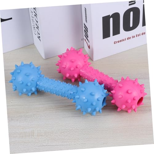 HOODANCOS 2 Stück Teiliges Hundespielzeug Kauspielzeug aus Robustem Gummi mit Klang und Glocken Zahnpflege Dumbbell Interaktives Beißspielzeug für Welpen und Katzen in Blau und Rosa von HOODANCOS