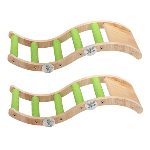 HOODANCOS 2 Stück Wellensittich Kletterleiter Holzspielzeug Natürliches Kauspielzeug Parrot Cage Zubehör Sicherer Kletterspaß für Papageien Haustiere von HOODANCOS