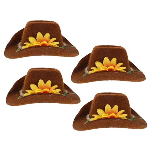HOODANCOS 4 Stücke Mini Cowboy Hüte aus Filz Verstellbare Western Kostüm Kopfbedeckung mit Blumendekor Leicht und Langlebig für Hamster Meerschweinchen Hühner Kleine Haustiere Party HOODANCOS 4 Stücke Mini Cowboy Hüte aus Filz Verstellbare Western Kostüm Kopfbedeckung mit Blumendekor Leicht und Langlebig für Hamster Meerschweinchen Hühner Kleine Haustiere Party von HOODANCOS