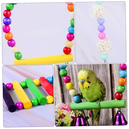 HOODANCOS 5 Stück Teiliges Papageienspielzeug Set aus Natürlichem Robustem Material Buntes Kauspielzeug zur Beschäftigung Papageien Wellensittichen und Anderen Ziervögeln von HOODANCOS