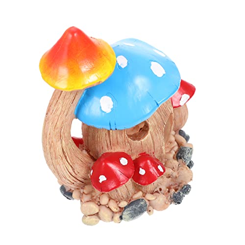 HOODANCOS Aquarium Deko Pilzhaus aus Resin Stabiles Versteck für Garnelen und Fische Dekoratives Fischbecken Zubehör Leichtes Kompaktes Versteck mit Lebensechtem Design Fischfreundliche von HOODANCOS