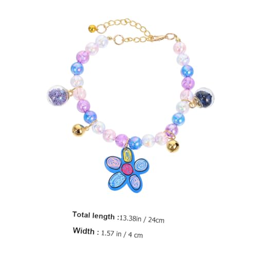 HOODANCOS Einstellbares Dekoratives Haustier Halsband mit Perlen Sanftes und Komfortables Welpen Katzenhalsband Blaues Blumenmuster Langlebig und Wiederverwendbar für Erinnerungen und von HOODANCOS