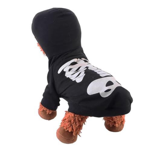 HOODANCOS Halloween Haustierkostüm Leuchtendes Skelett Design Atmungsaktive Welpenkleidung aus Komfortabler Jumpsuit für Kleine und Mittlere Hunde für Halloween Party und Fotoshootings von HOODANCOS