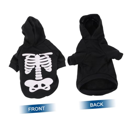 HOODANCOS Halloween Haustierkostüm Skelettmuster Leuchtend Schwarz für Kleine Hunde und Katzen Bequem Anzuziehen Langlebiges Material Auffälliges Cosplay für Welpen und Haustiere HOODANCOS Halloween Haustierkostüm Skelettmuster Leuchtend Schwarz für Kleine Hunde und Katzen Bequem Anzuziehen Langlebiges Material Auffälliges Cosplay für Welpen und Haustiere von HOODANCOS
