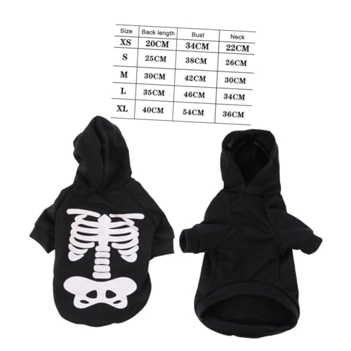 HOODANCOS Halloween Leuchtendes Skelett Hundekostüm für Kleine und Mittelgroße Hunde Atmungsaktiver Pet Jumpsuit mit Lustigem Schädel-Design für Halloween-Party und Outdoor-spaziergänge von HOODANCOS