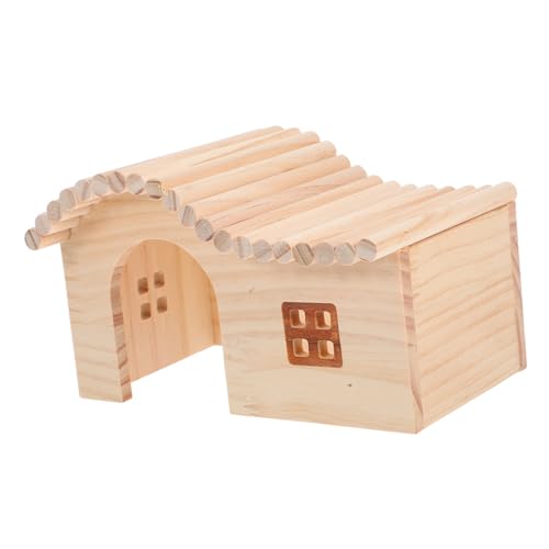 HOODANCOS Hamster Versteckhaus aus Natürlichem Holz Gemütliches Leicht zu Reinigendes Versteck für Hamster Meerschweinchen Igel und Mäuse Interaktives Spiel und Rückzugszentrum für Kleine von HOODANCOS