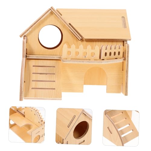 HOODANCOS Hamsterhaus Holzhaus Kleintier Versteck Doppelstock Luxuriöse Hamsterwohnung für Innenbereich Kleintierspielzeug Rückzugsort zum Schlafen und Entspannen für Kleine Haustiere HOODANCOS Hamsterhaus Holzhaus Kleintier Versteck Doppelstock Luxuriöse Hamsterwohnung für Innenbereich Kleintierspielzeug Rückzugsort zum Schlafen und Entspannen für Kleine Haustiere von HOODANCOS