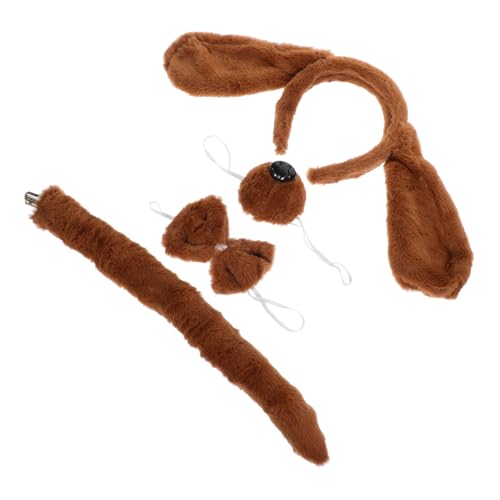 HOODANCOS Haustier Hund Kostüm mit Haarreif Fliege Fake Nase und Braunes Kaninchenfell Material Party Foto Requisiten für Cosplay und Karneval HOODANCOS Haustier Hund Kostüm mit Haarreif Fliege Fake Nase und Braunes Kaninchenfell Material Party Foto Requisiten für Cosplay und Karneval von HOODANCOS