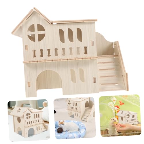 HOODANCOS Holz hamstervilla mit Kletterleiter Mehrkammeriges Versteckhaus für Zwerghamster und Kleine Kleintiere Langlebiges Beißfestes Spielhaus für Innenbereich Dekoratives Tiernest HOODANCOS Holz hamstervilla mit Kletterleiter Mehrkammeriges Versteckhaus für Zwerghamster und Kleine Kleintiere Langlebiges Beißfestes Spielhaus für Innenbereich Dekoratives Tiernest von HOODANCOS