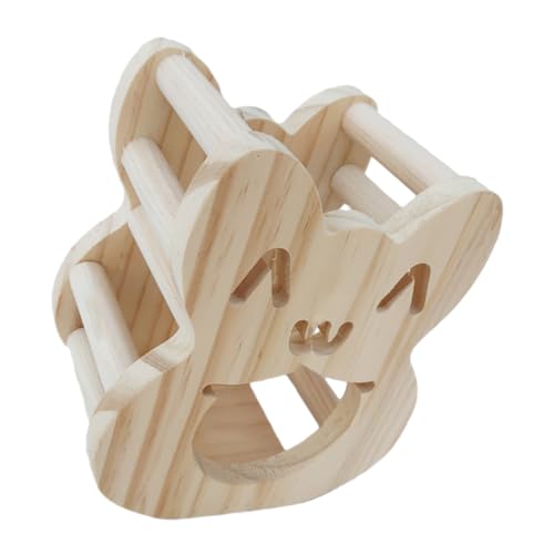 HOODANCOS Holzgras Futterspender für Kaninchen und Kleintiere Cartoon Design Multifunktionaler Hängender Futterhalter Langlebiges Nagetier Futterregal für Meerschweinchen und Chinchillas von HOODANCOS