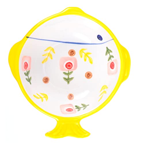 HOODANCOS Keramik Katzennapf Fischform Stabiler Kippschutz Futternapf für Katzen und Kleine Haustiere Sicher Glatte Oberfläche Einfach zu Reinigen Gelb HOODANCOS Keramik Katzennapf Fischform Stabiler Kippschutz Futternapf für Katzen und Kleine Haustiere Sicher Glatte Oberfläche Einfach zu Reinigen Gelb von HOODANCOS