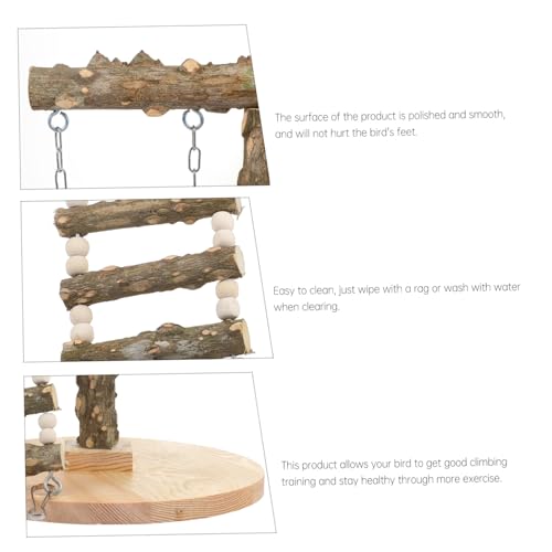 HOODANCOS Natürlicher Holz Vogelspielplatz mit Sockel Mehrstöckige Papageien Sitzstange für Wellensittiche Geruchsfreies Langlebiges Kauspielzeug Balance und Koordination von HOODANCOS