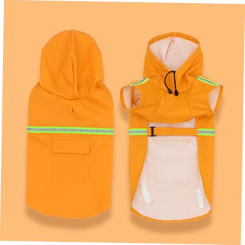 HOODANCOS Reflektierende Hunderegenjacke mit Verstellbarem Klettband Wasserdichter Leichter Regenmantel für Welpen und Hunde Sicher bei Nachtspaziergängen XL Orange von HOODANCOS