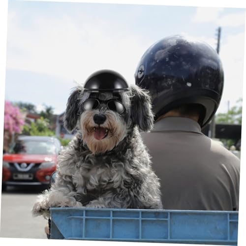 HOODANCOS Verstellbares Hundemotorradhelm Leichter Schutzbrille Stoßfest und Bequem für Kleine Hunde Modisches Haustierzubehör und Fotorequisite in Schwarz von HOODANCOS