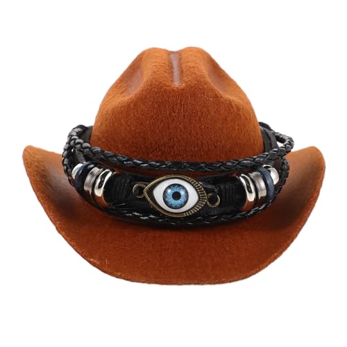 HOODANCOS Western Cowboy Haustierhut für Hunde und Katzen Leichter Weicher Party und Fotohut mit Rustikalem Charme Vielseitiges Accessoire für Festivals Fotoshootings und Alltag von HOODANCOS