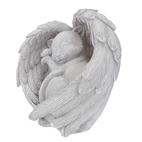 HOODANCOS Wetterfester Resin Katzen gedenkstein mit Engelsfigur Gartendekoration für Draußen Haustier andenken Grabschmuck für Katzenliebhaber von HOODANCOS