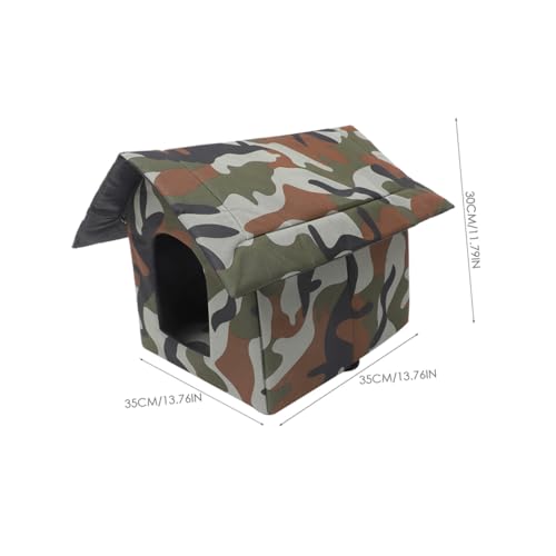HOODANCOS Winterfestes Isoliertes Katzenhaus für Draußen Wind Regendicht mit Camouflage Muster und Baumwollpolster Schnelles Aufbauen Wetterbeständig für Freilaufende Katzen im Winter von HOODANCOS