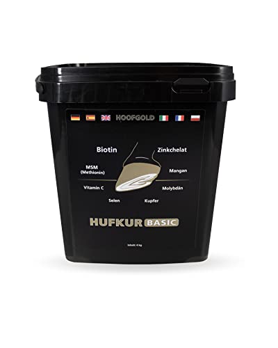 HOOFGOLD Hufkur Pferd Basic 4 kg - brüchige Hufe, Hufwachstum fördern, Strahlfäule, Sehnen, Fellwechsel, Hufrehe von HOOFGOLD