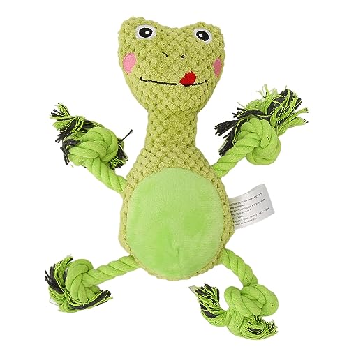 HOOLEEY Frog Dog Squeaky Toys Fun Cartoon Frog Shape Teeth Grinding Bite Resistance Cotton Rope Pet Chew Toys von HOOLEEY