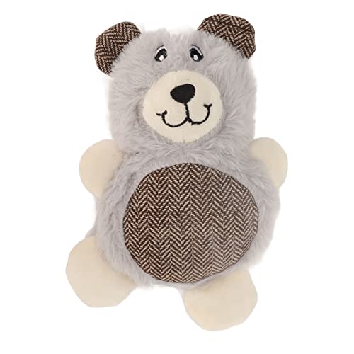 HOOLEEY Plüsch-Hundespielzeug, quietschend, weich, Zahnreinigung, interaktives, niedliches, ausgestopftes Haustier-Kauspielzeug für kleine und mittelgroße Hunde (Grey Bear) von HOOLEEY